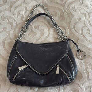 Michael Kors Black Chain Leather Zipper bag